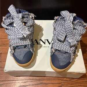 Lanvin Men’s  Denim Sneakers with Zigzag Laces
